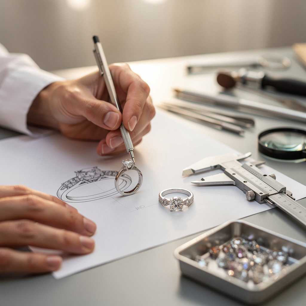 The Vault Jeweler custom jewelry design process for personalized rings and necklaces in San Diego